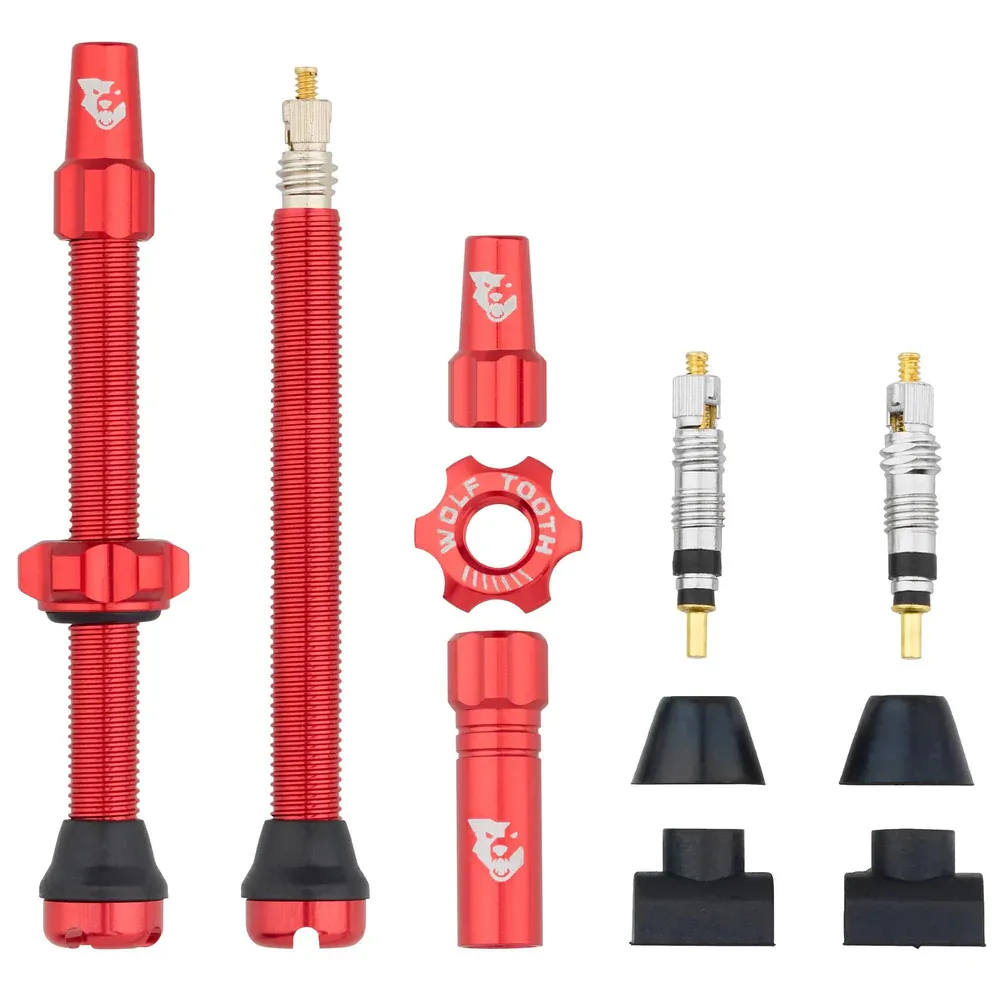 uPRISE Bikes Wolf Tooth Tubeless Valve Stems - Red | Price match, 365 day return s, 18-Month Warranty, Finance Available & Free UK Delivery