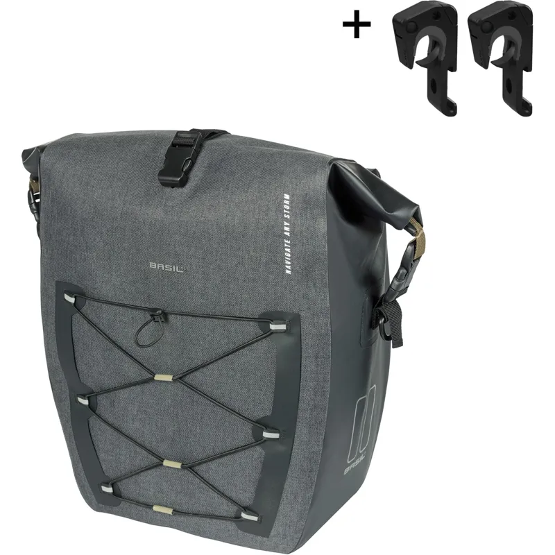 Basil Navigator Storm Single Pannier Bag with MIK Hooks - 25-31 Litre - Black