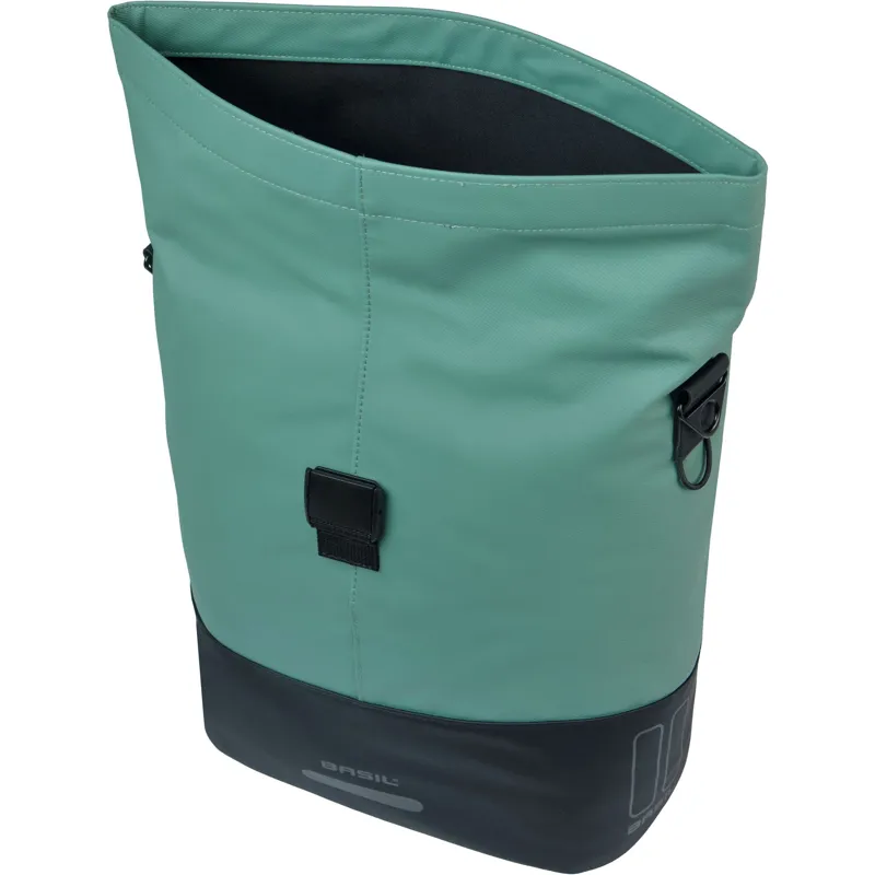 Basil Cove Shopper Pannier Bag with MIK Hooks -14-16 Litre - Silvergreen/Black-2