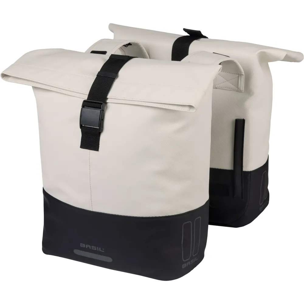 uPRISE Bikes Basil Cove Double Pannier Bags -28-32 Litres - Off-White/Black | Price match, 365 day return s, 18-Month Warranty, Finance Available & Free UK Delivery