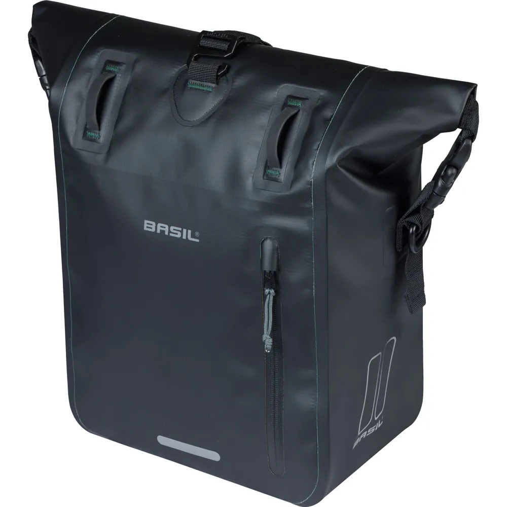 uPRISE Bikes Basil Rivo Single Pannier Bag with MIK Hooks - 12-15 Litres - Black | Price match, 365 day return s, 18-Month Warranty, Finance Available & Free UK Delivery