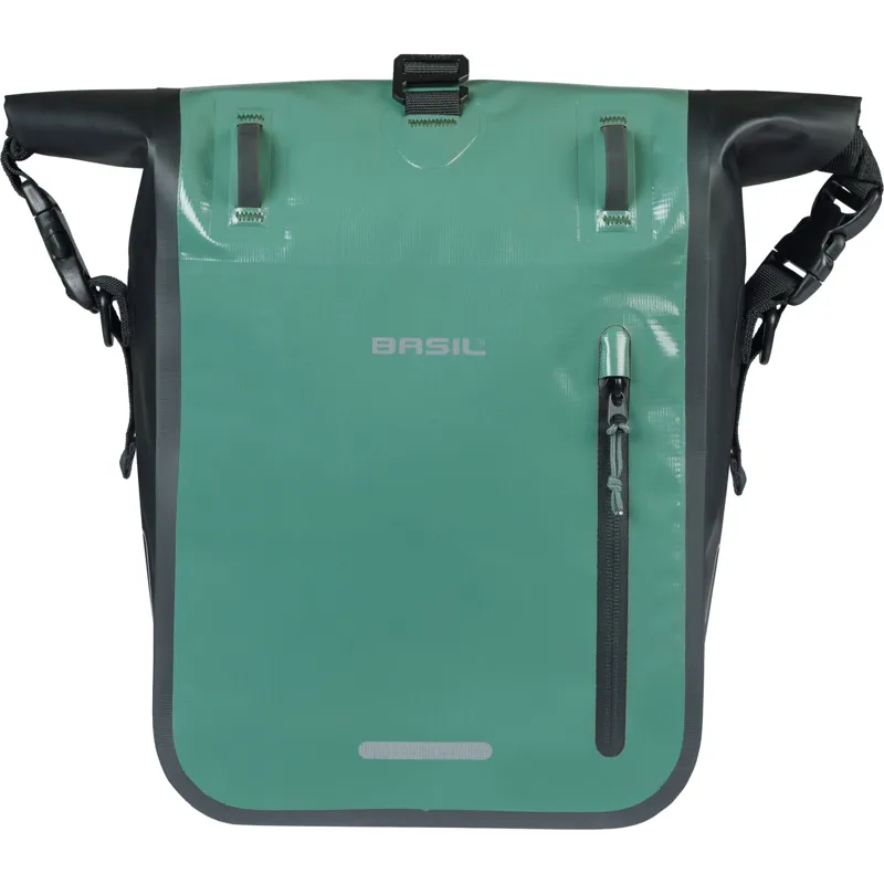 Basil Rivo Single Pannier Bag with MIK Hooks - 12-15 Litres - Silvergreen/Black-1