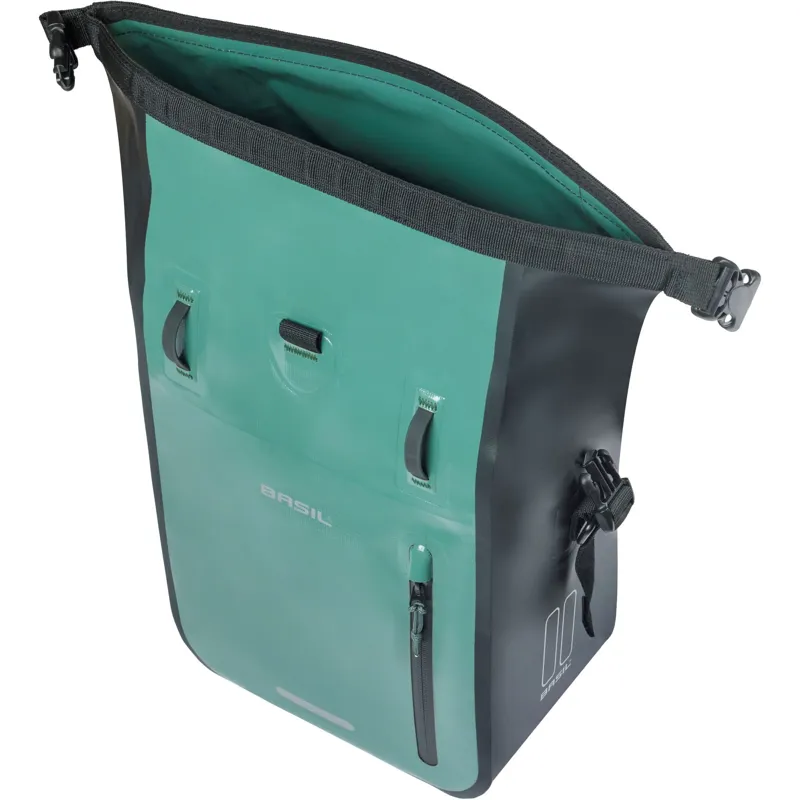 Basil Rivo Single Pannier Bag with MIK Hooks - 12-15 Litres - Silvergreen/Black-2