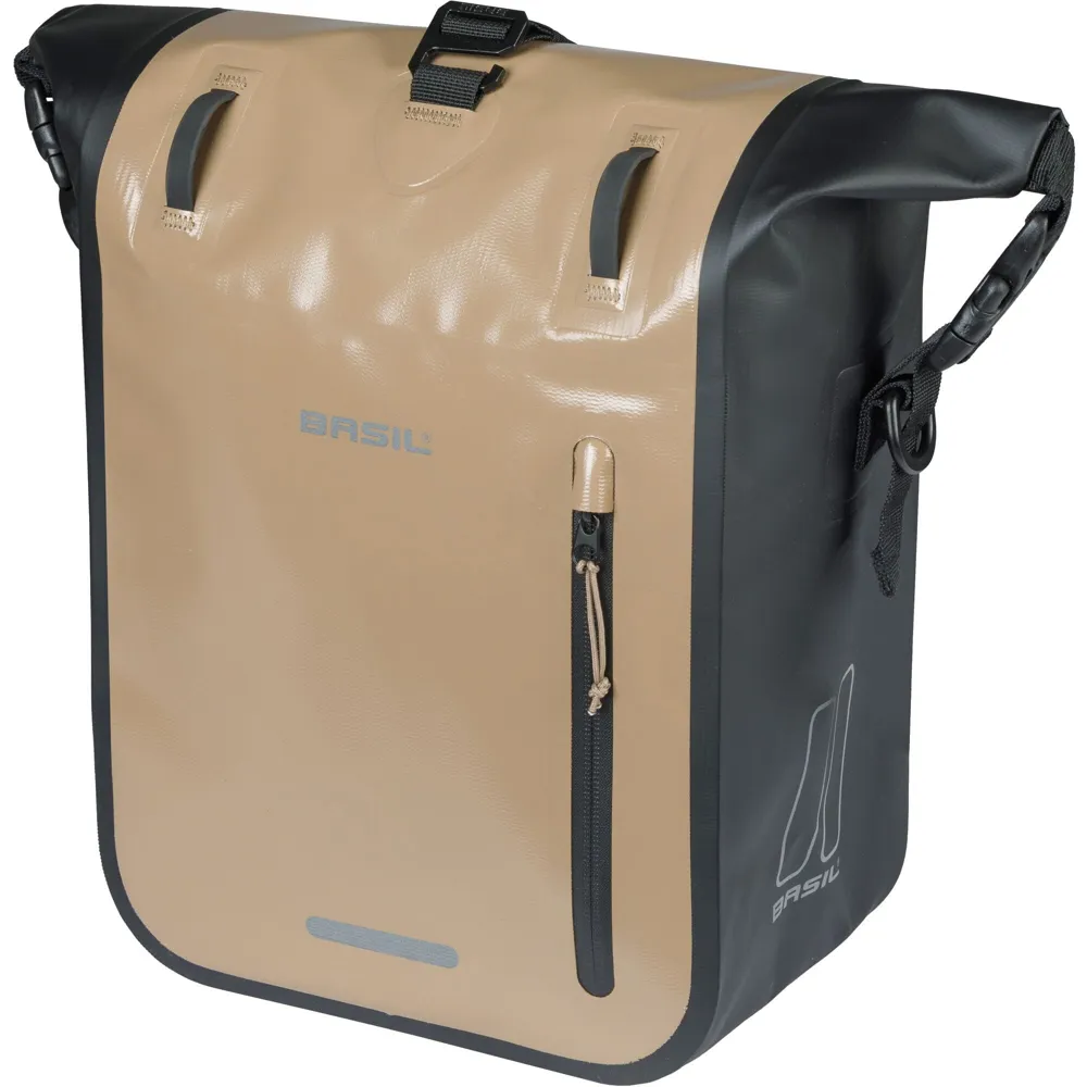 uPRISE Bikes Basil Rivo Single Pannier Bag with MIK Hooks - 12-15 Litres - Sand/Black | Price match, 365 day return s, 18-Month Warranty, Finance Available & Free UK Delivery