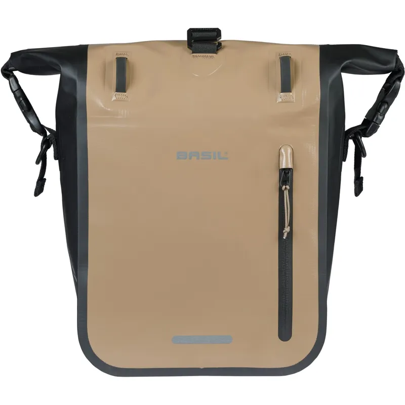 Basil Rivo Single Pannier Bag with MIK Hooks - 12-15 Litres - Sand/Black-1