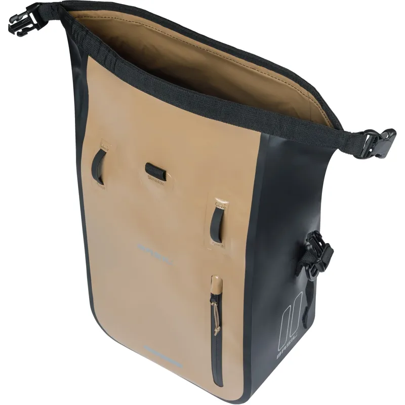 Basil Rivo Single Pannier Bag with MIK Hooks - 12-15 Litres - Sand/Black-2
