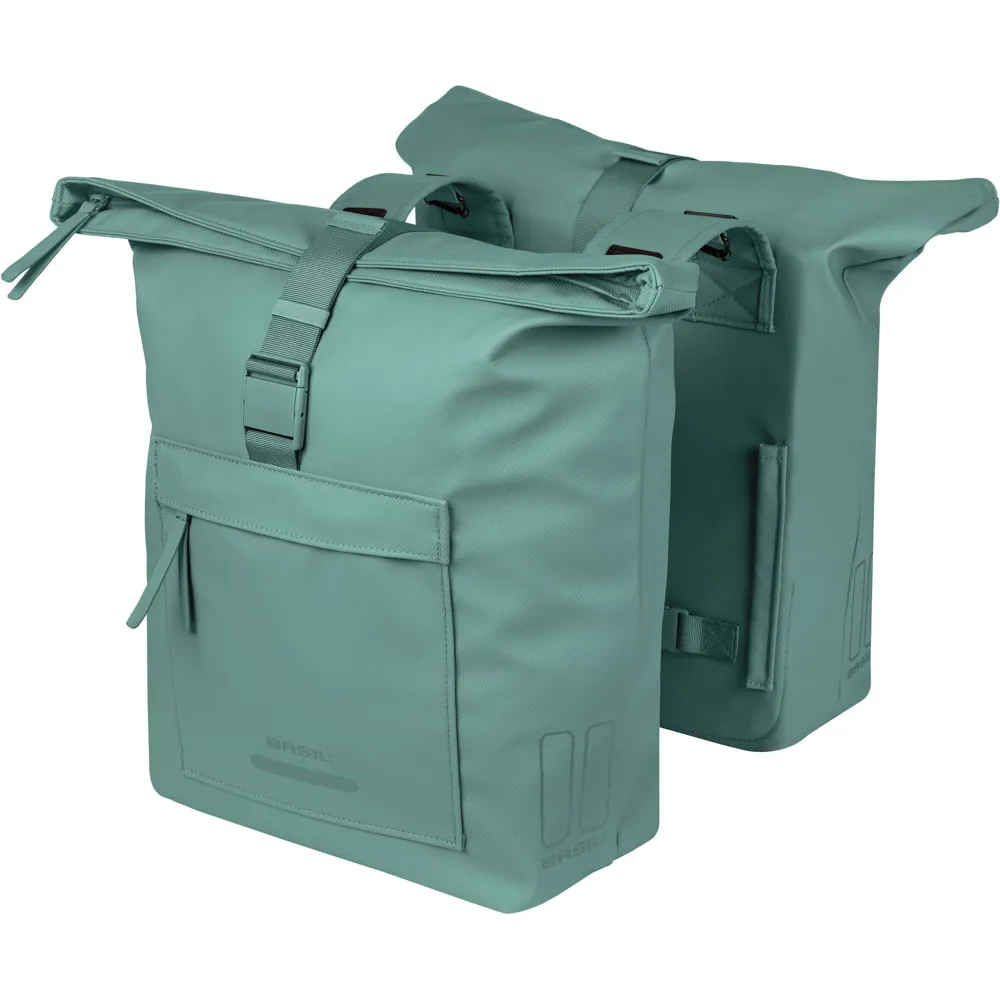 uPRISE Bikes Basil Brooklyn Double Pannier Bags - 41 Litres - Silvergreen | Price match, 365 day return s, 18-Month Warranty, Finance Available & Free UK Delivery