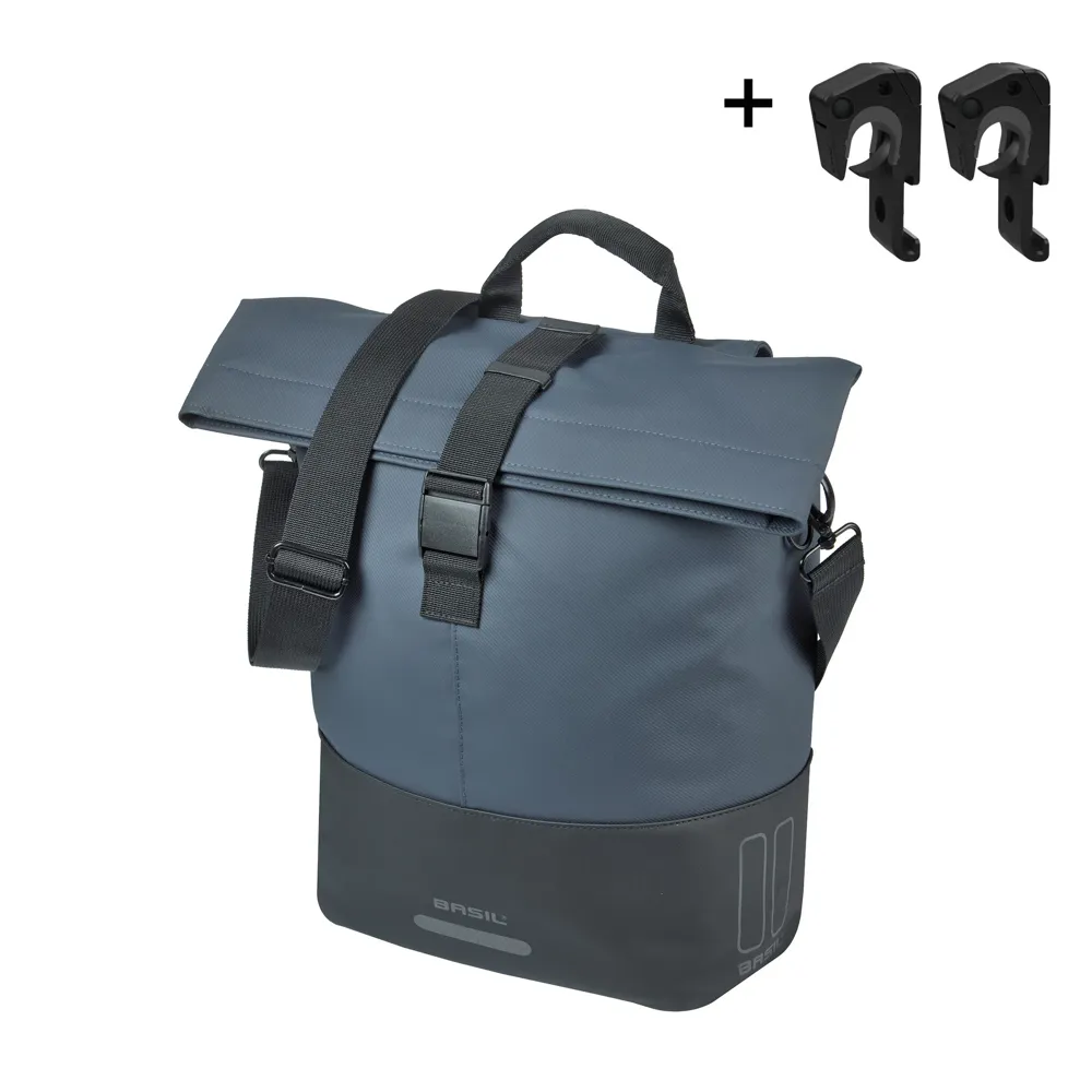 uPRISE Bikes Basil Cove Shopper Pannier Bag with MIK Hooks -14-16 Litre - Navy/Black | Price match, 365 day return s, 18-Month Warranty, Finance Available & Free UK Delivery