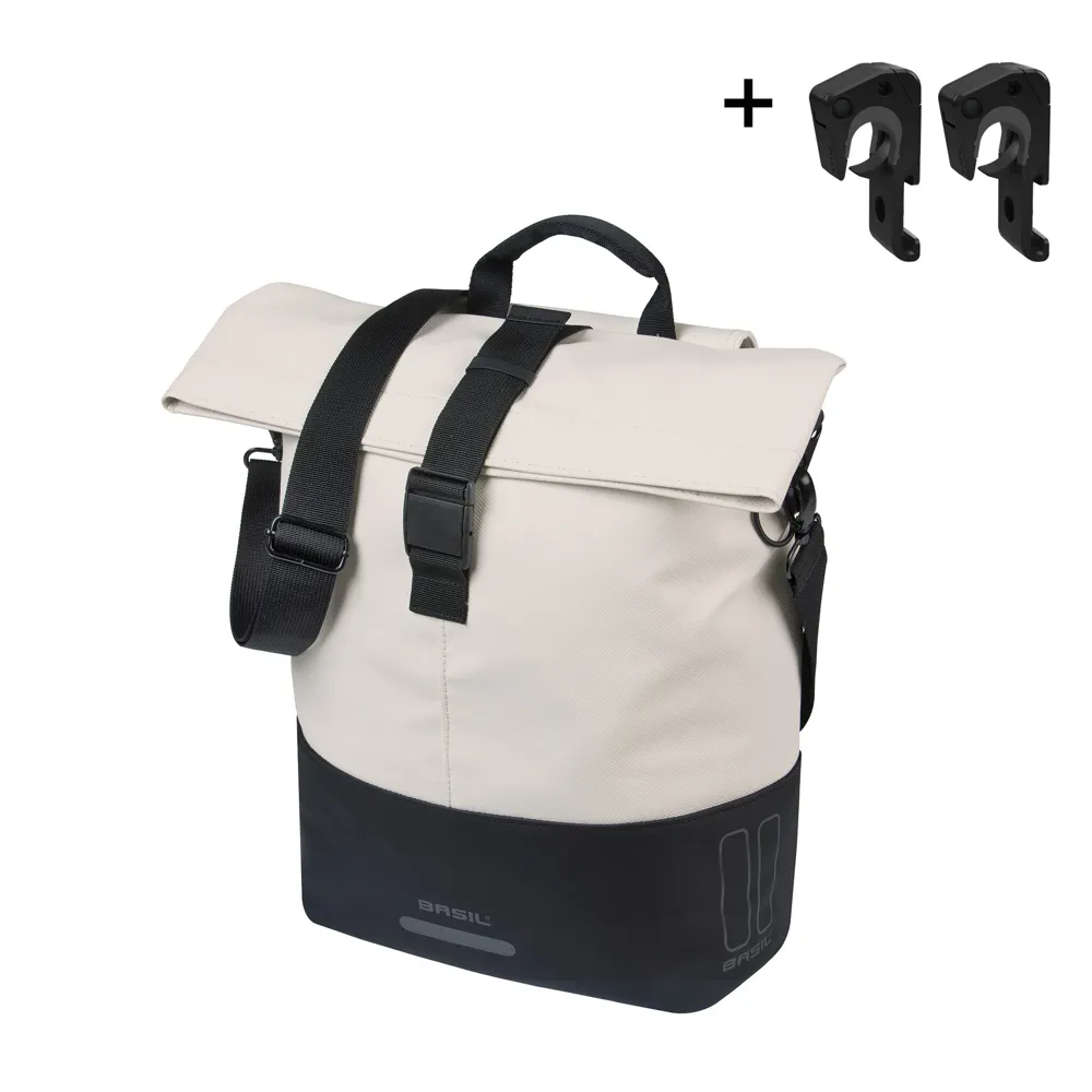 uPRISE Bikes Basil Cove Shopper Pannier Bag with MIK Hooks -14-16 Litre - White/Black | Price match, 365 day return s, 18-Month Warranty, Finance Available & Free UK Delivery