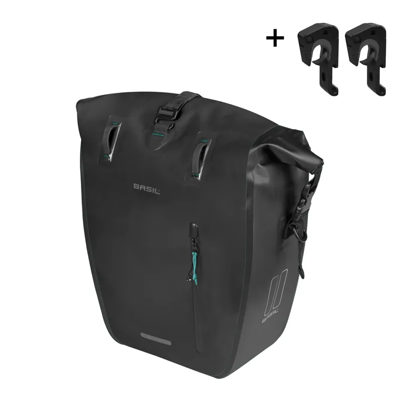 Basil Rivo Single Pannier Bag with MIK Hooks - 25-31 litres - Black