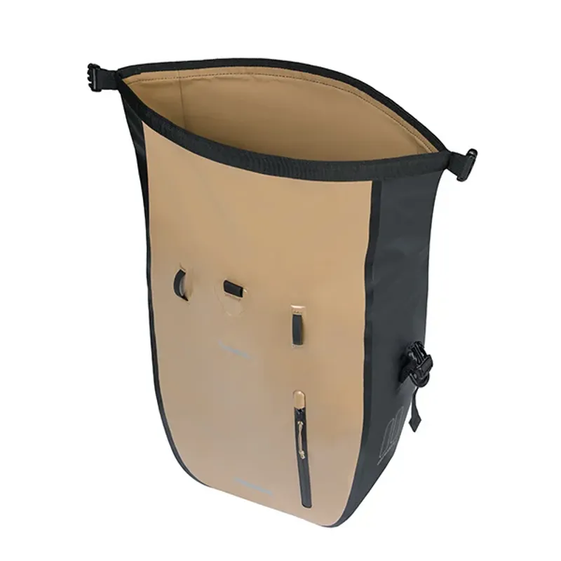 Basil Rivo Single Pannier Bag with MIK Hooks - 25-31 litres - Sand/Black-2