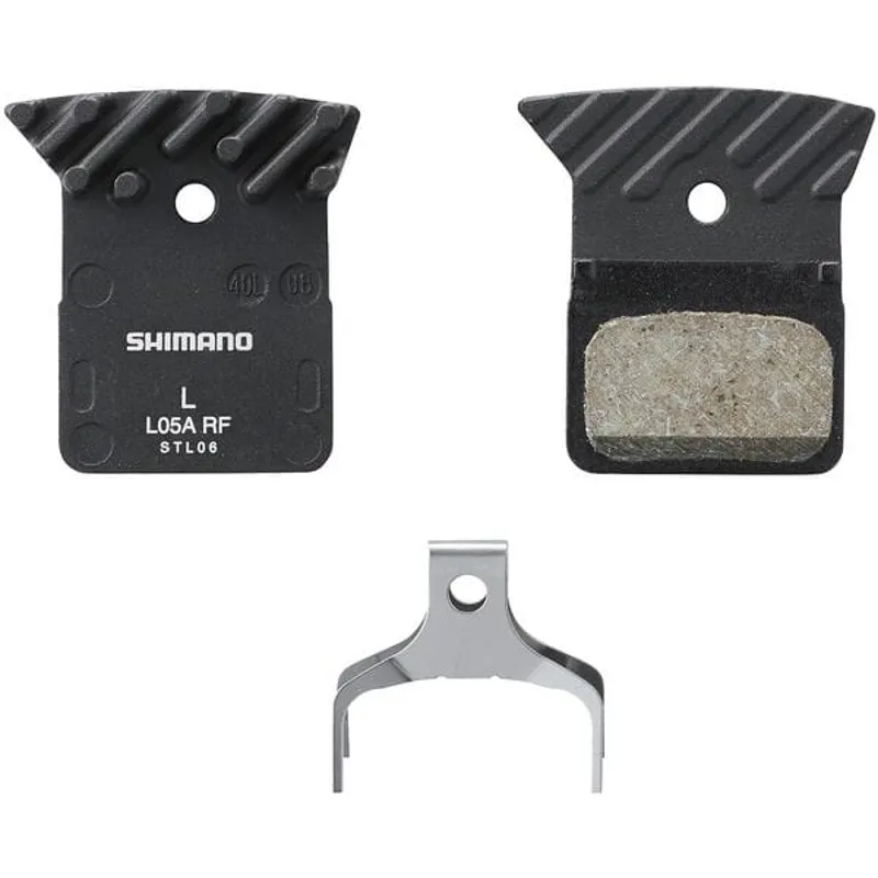 Shimano L05A Resin Brake Pads and Spring - Alloy Back W/Cooling Fin - Black-1
