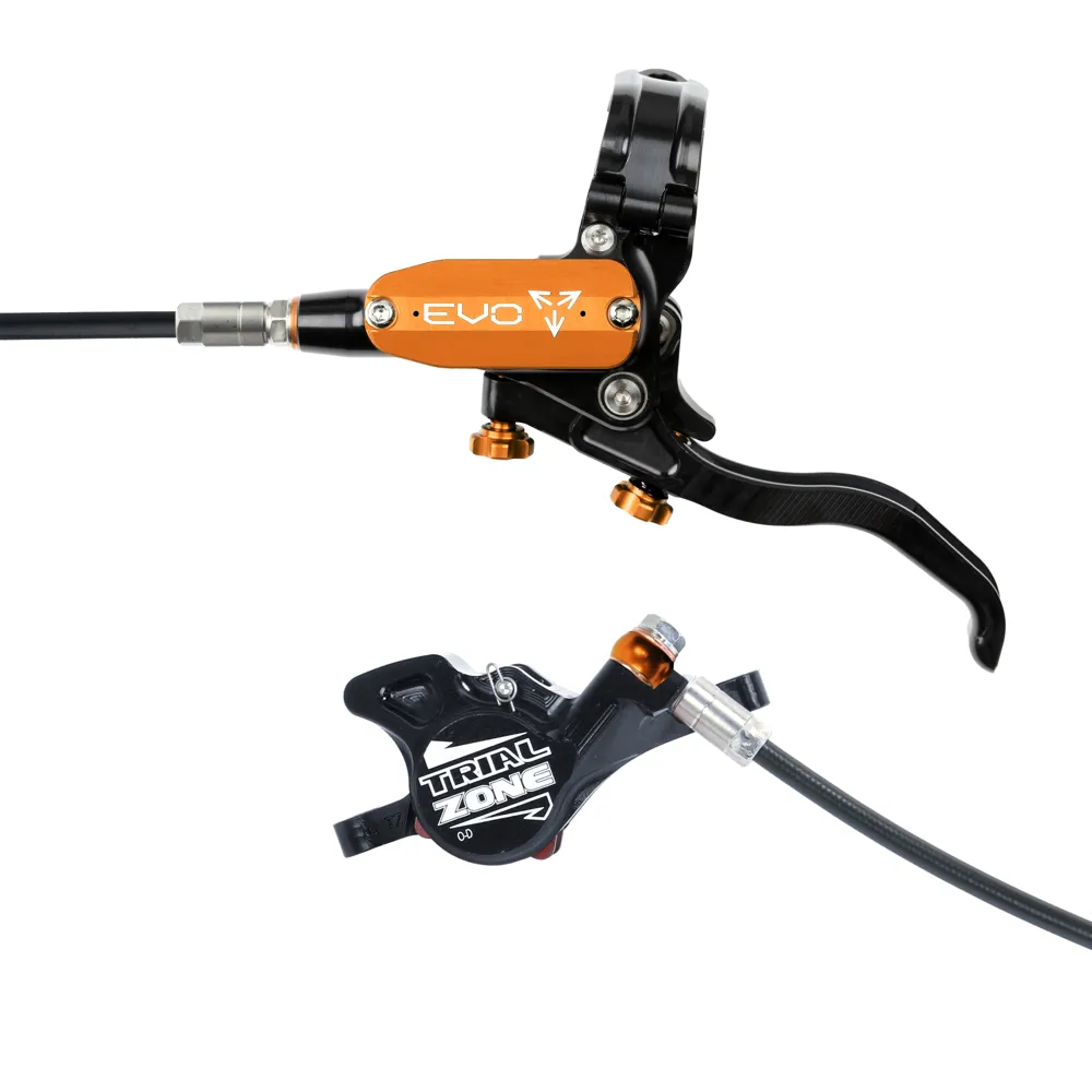 uPRISE Bikes Hope Tech 4 Evo Trial Zone Disc Brake - No Rotor - Black/Orange | Price match, 365 day return s, 18-Month Warranty, Finance Available & Free UK Delivery