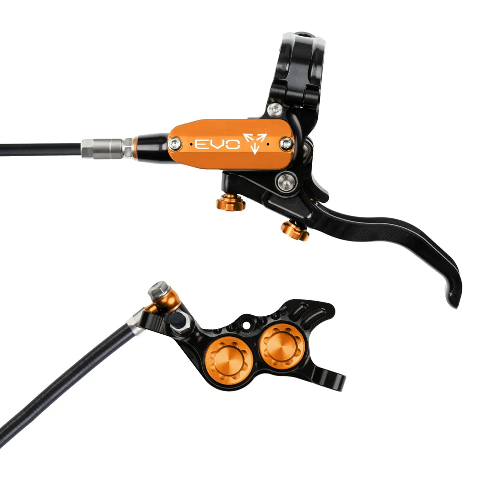 uPRISE Bikes Hope Tech 4 Evo GR4 Disc Brake - No Rotor - Black/Orange | Price match, 365 day return s, 18-Month Warranty, Finance Available & Free UK Delivery