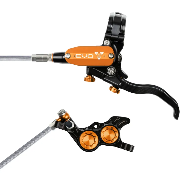 Hope Tech 4 Evo GR4 Braided Disc Brake - No Rotor - Black/Orange