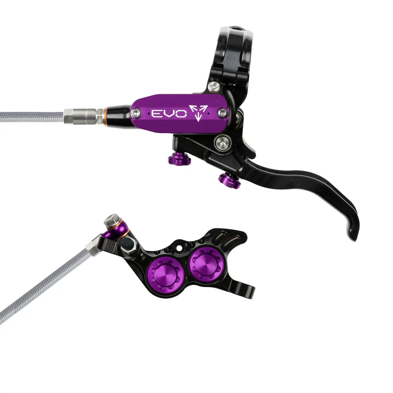 Hope Tech 4 Evo GR4 Braided Disc Brake - No Rotor - Black/Purple