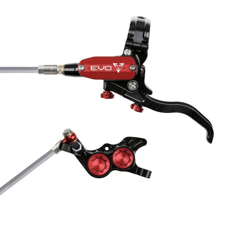 Hope Tech 4 Evo GR4 Braided Disc Brake - No Rotor - Black/Red