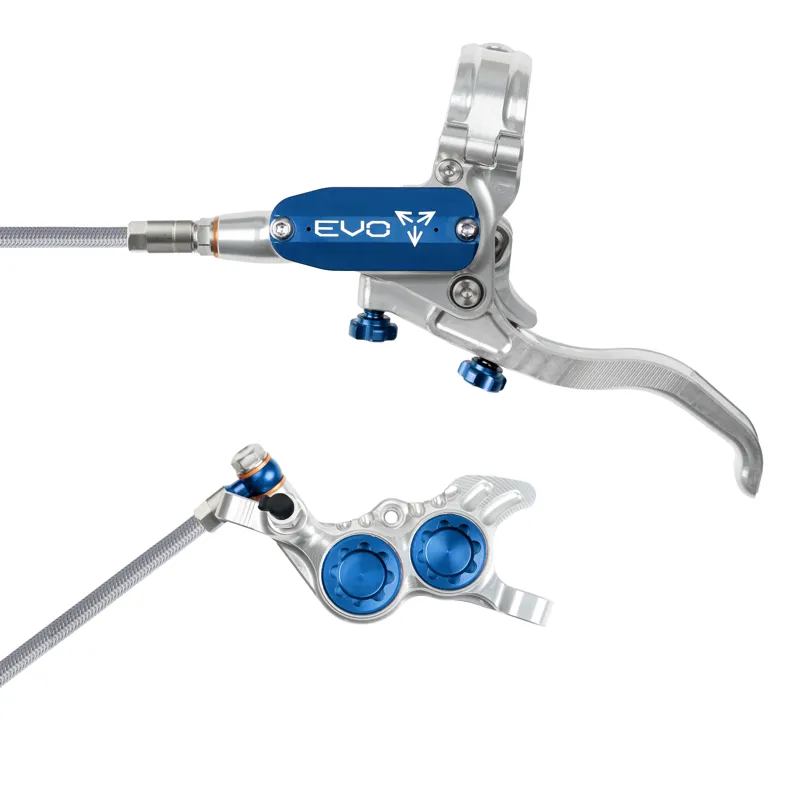 Hope Tech 4 Evo GR4 Braided Disc Brake - No Rotor - Silver/Blue