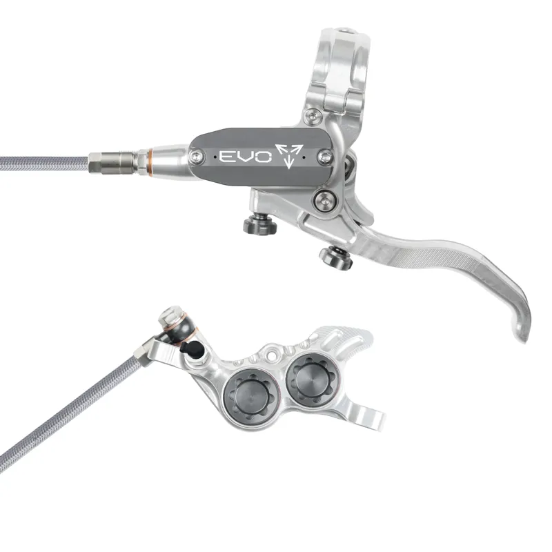 Hope Tech 4 Evo GR4 Braided Disc Brake - No Rotor - Silver/Smoke
