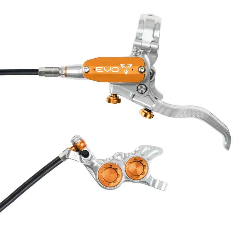 Hope Tech 4 Evo GR4 Disc Brake - No Rotor - Silver/Orange
