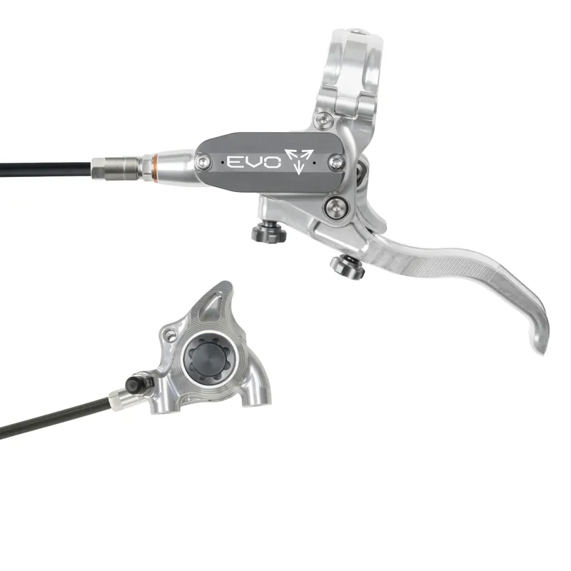 Hope Tech 4 Evo X2 Flat Mount Disc Brake - No Rotor - Silver/Smoke