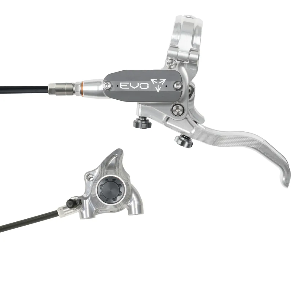 uPRISE Bikes Hope Tech 4 Evo X2 Flat Mount Disc Brake - No Rotor - Silver/Smoke | Price match, 365 day return s, 18-Month Warranty, Finance Available & Free UK Delivery