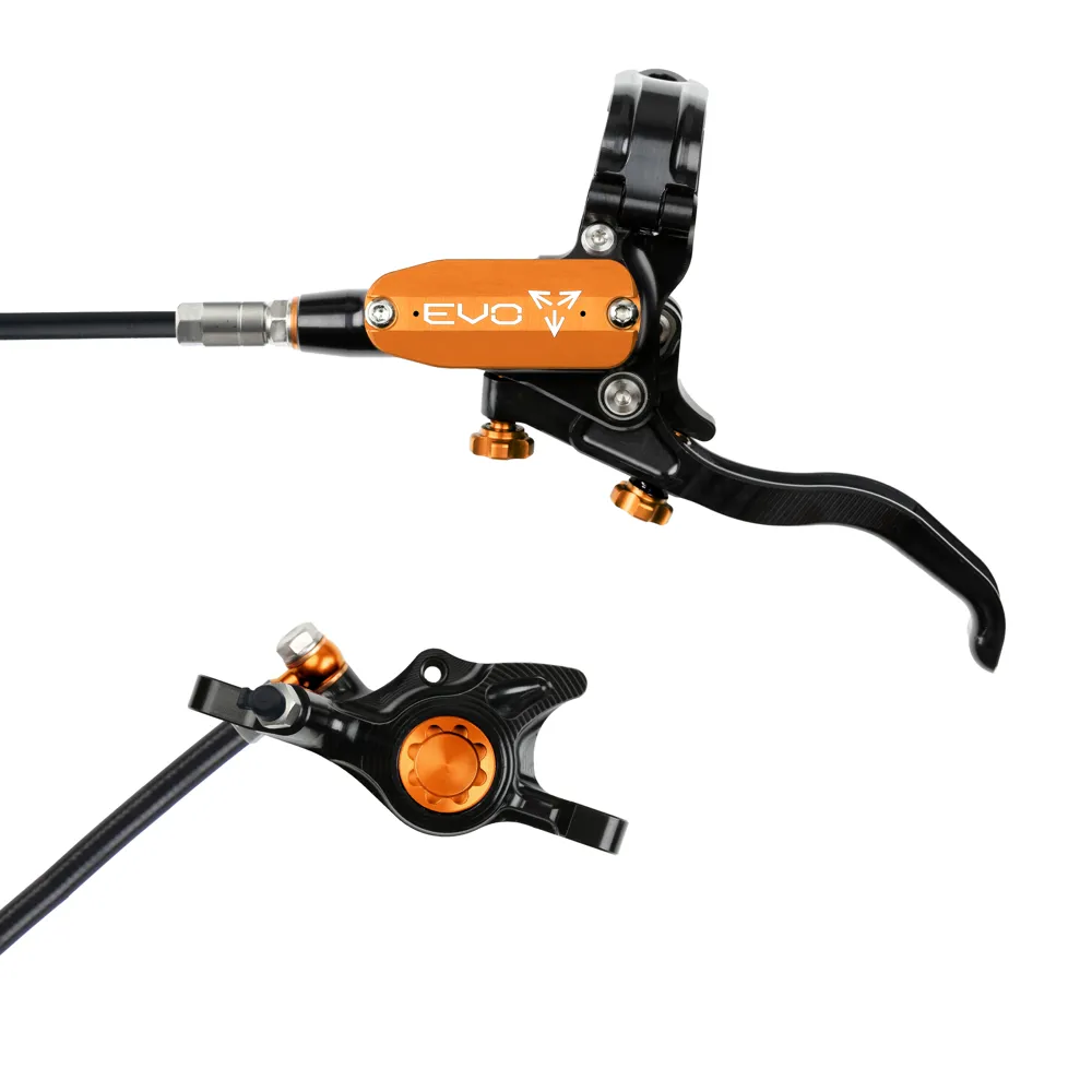 uPRISE Bikes Hope Tech 4 Evo X2 Post Mount Disc Brake - No Rotor - Black/Orange | Price match, 365 day return s, 18-Month Warranty, Finance Available & Free UK Delivery