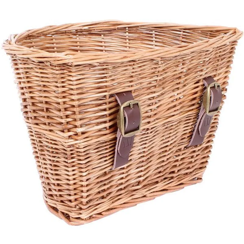 M Part D Shaped Wicker Basket with Leather Straps-2