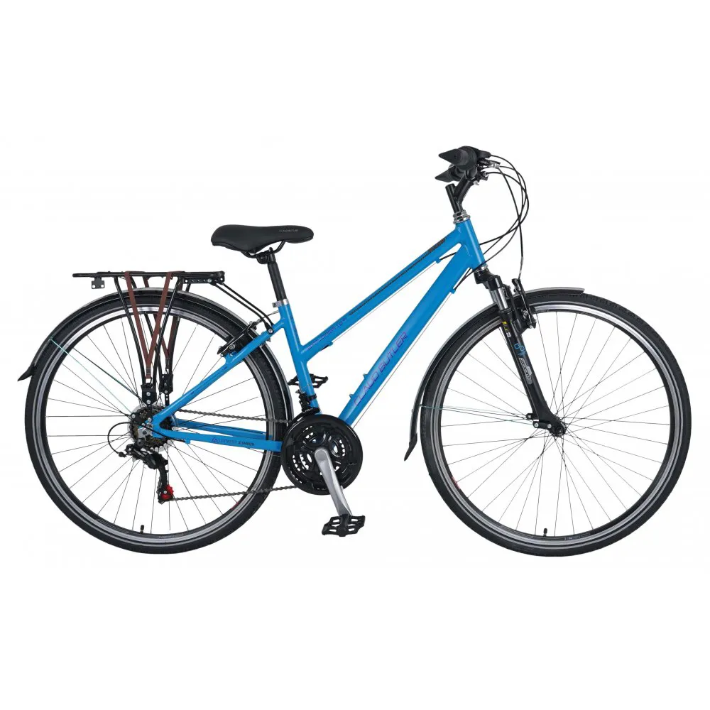uPRISE Bikes Claud Butler Explorer 1.0 EQ Low Step 2027 Women's Hybrid Bike - Blue | Price match, 365 day returns, 18-Month Warranty, Finance Available & Free UK Delivery