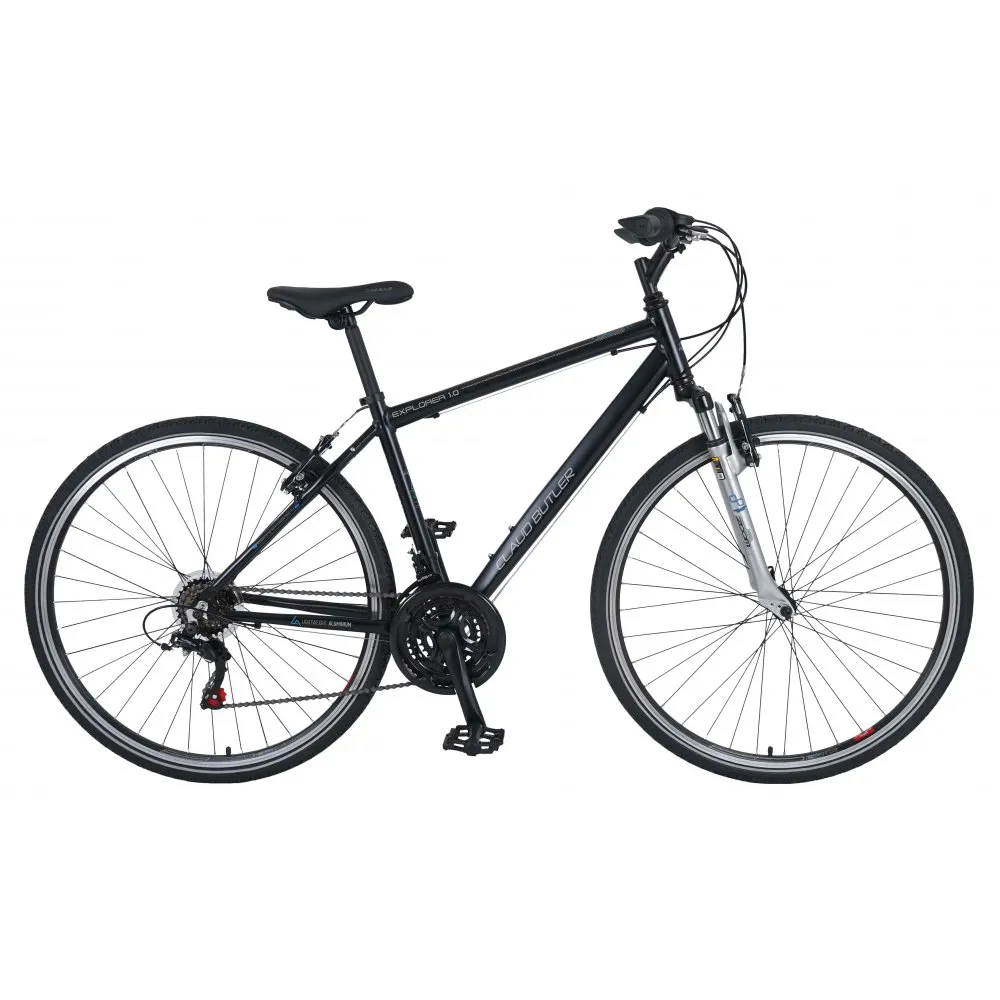 uPRISE Bikes Claud Butler Explorer 1.0 2027 Hybrid Bike - Black | Price match, 365 day returns, 18-Month Warranty, Finance Available & Free UK Delivery
