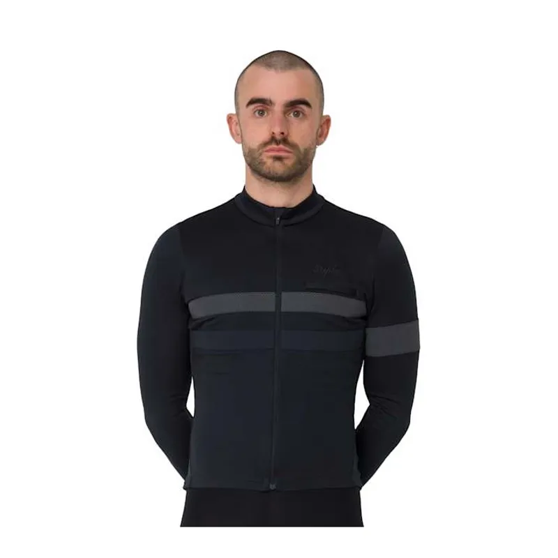 Rapha Brevet Men's Long Sleeve Jersey - Black/Black-2