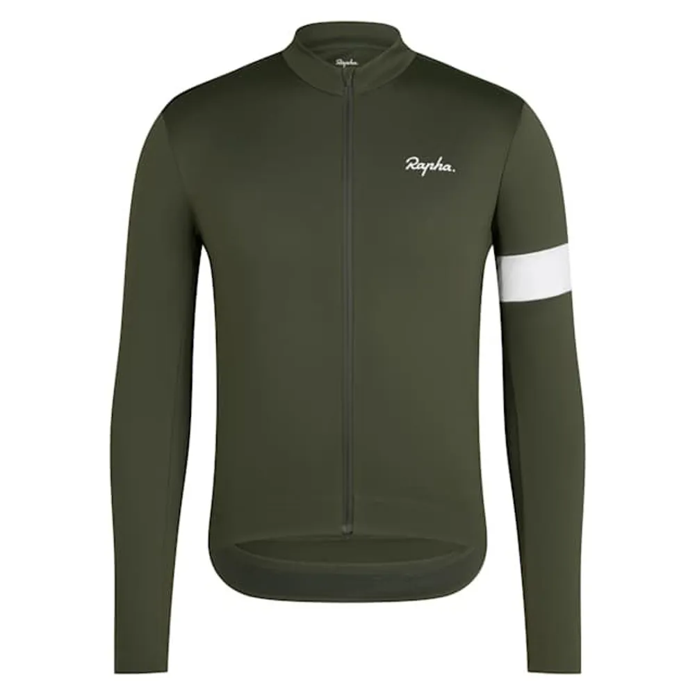 uPRISE Bikes Rapha Core Men's Thermal Long Sleeve Jersey - Dark Green/White | Price match, 365 day returns, 18-Month Warranty, Finance Available & Free UK Delivery