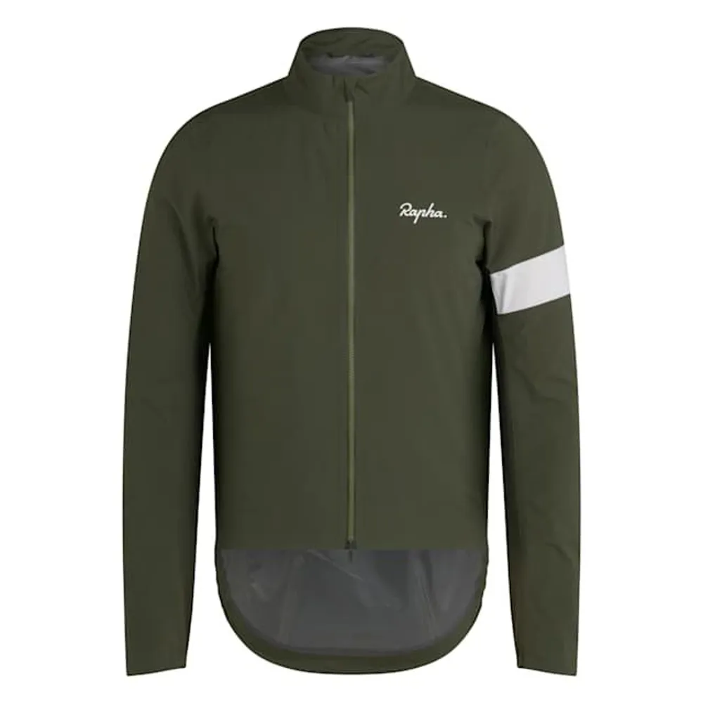 uPRISE Bikes Rapha Core Men's Waterproof Rain Jacket - Dark Green/White | Price match, 365 day return s, 18-Month Warranty, Finance Available & Free UK Delivery
