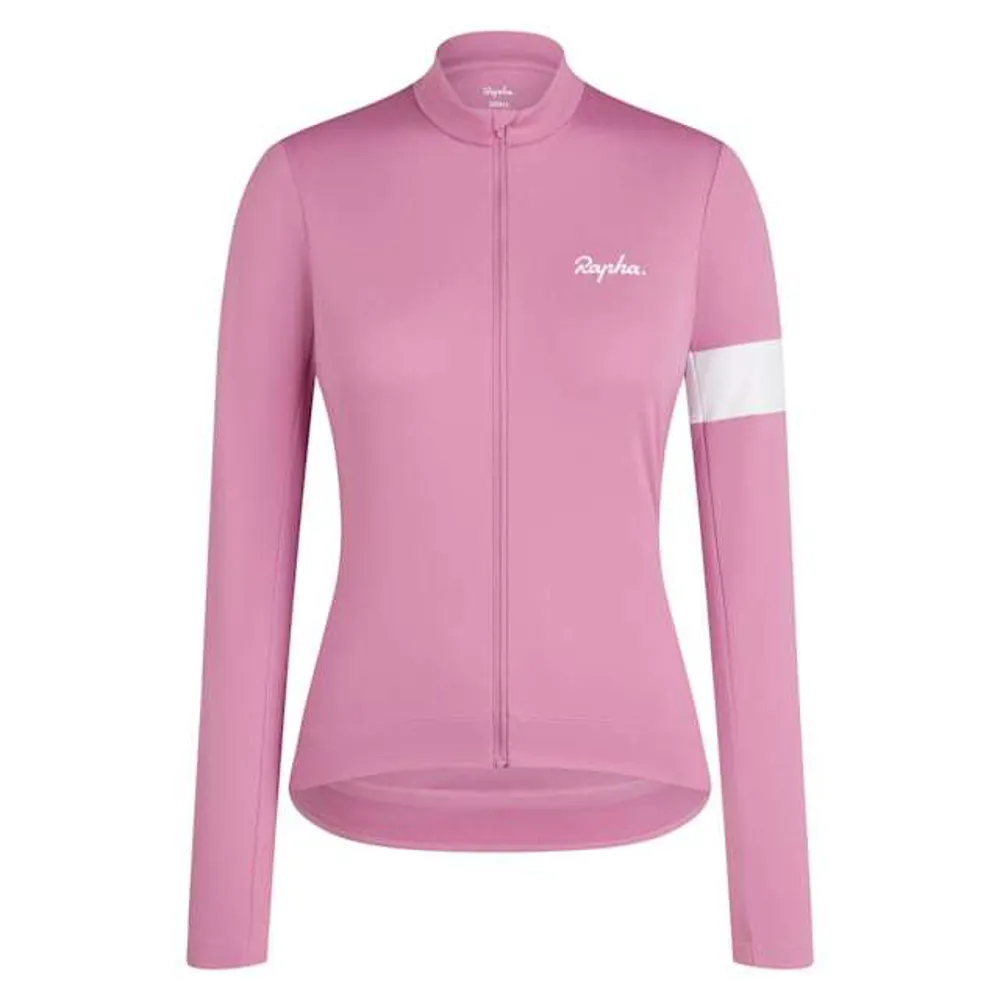 uPRISE Bikes Rapha Core Women's Thermal Long Sleeve Jersey - Dusty Mauve/White | Price match, 365 day return s, 18-Month Warranty, Finance Available & Free UK Delivery