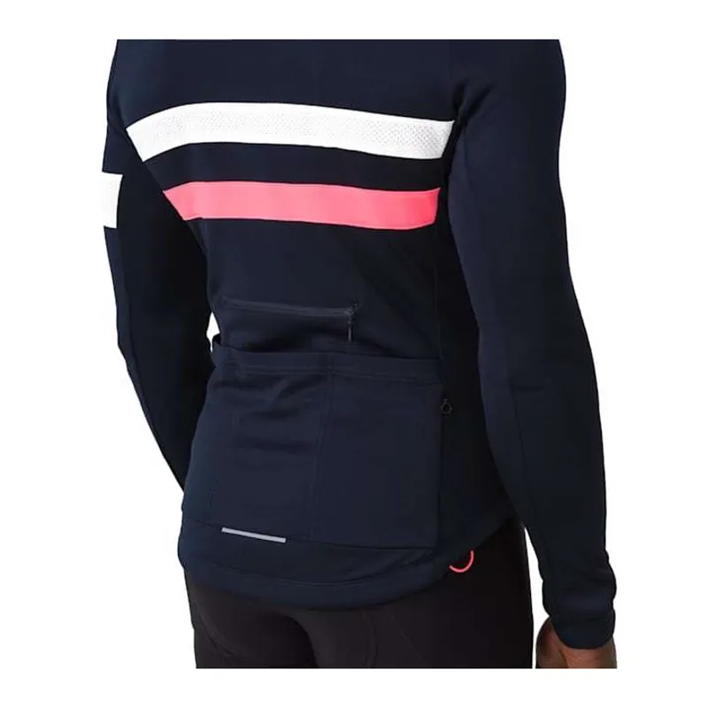 Rapha Brevet Men's Long Sleeve Jersey - Dark Navy/High-Vis Pink-5