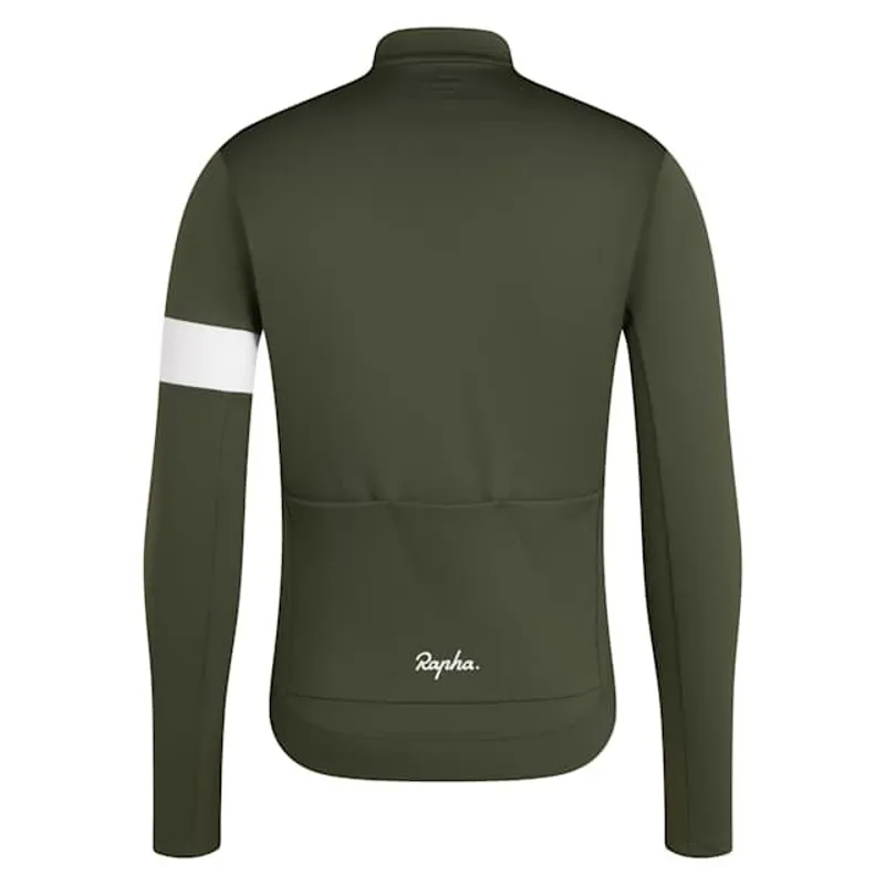 Rapha Core Men's Thermal Long Sleeve Jersey - Dark Green/White-1