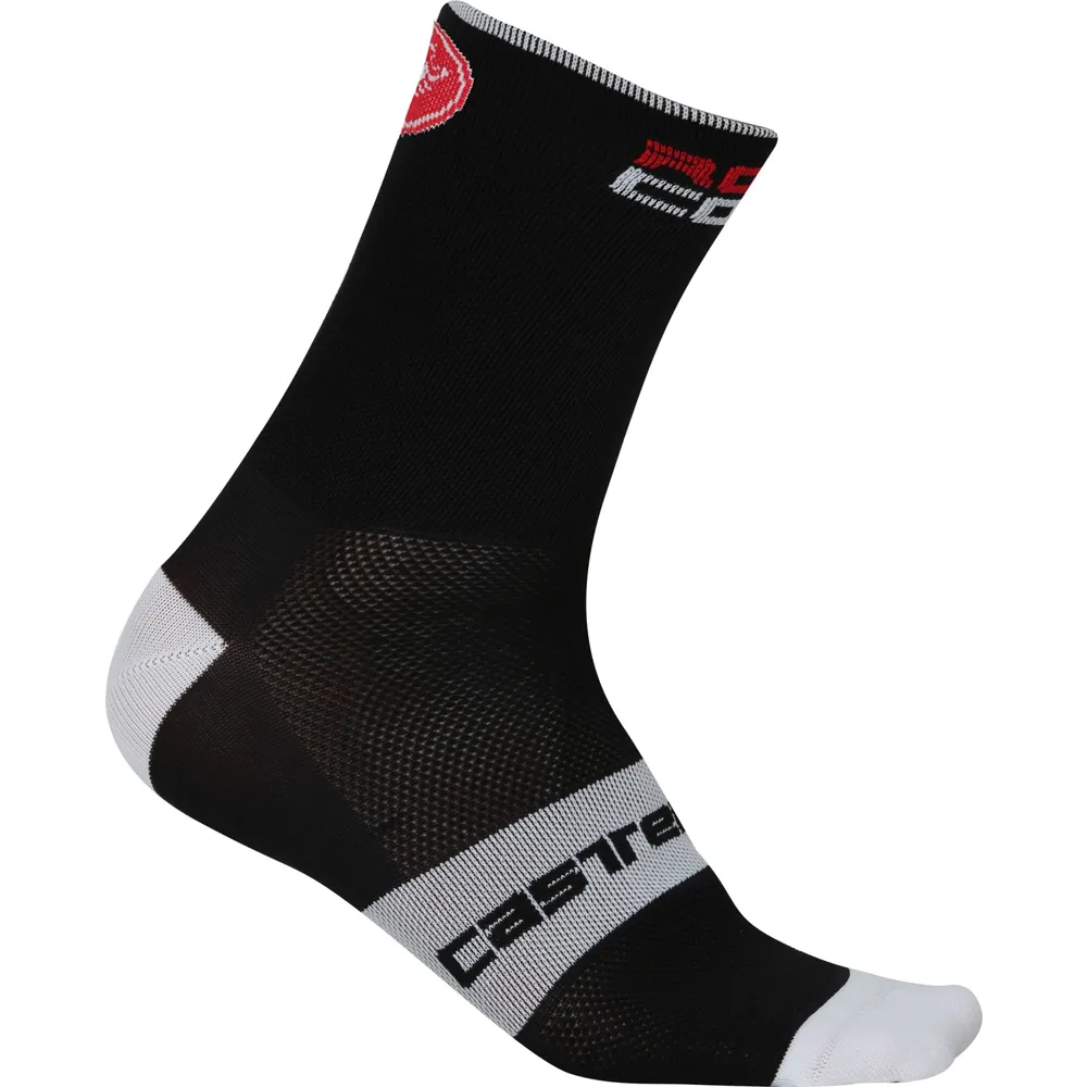 uPRISE Bikes Castelli Rosso Corsa 13cm Socks - Black | Price match, 365 day return s, 18-Month Warranty, Finance Available & Free UK Delivery