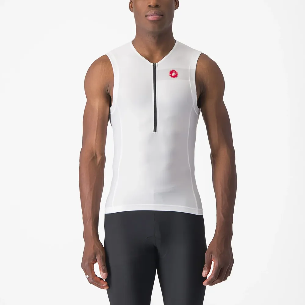 uPRISE Bikes Castelli Free Tri 2 Sleeveless Men's Top - White/Black | Price match, 365 day return s, 18-Month Warranty, Finance Available & Free UK Delivery