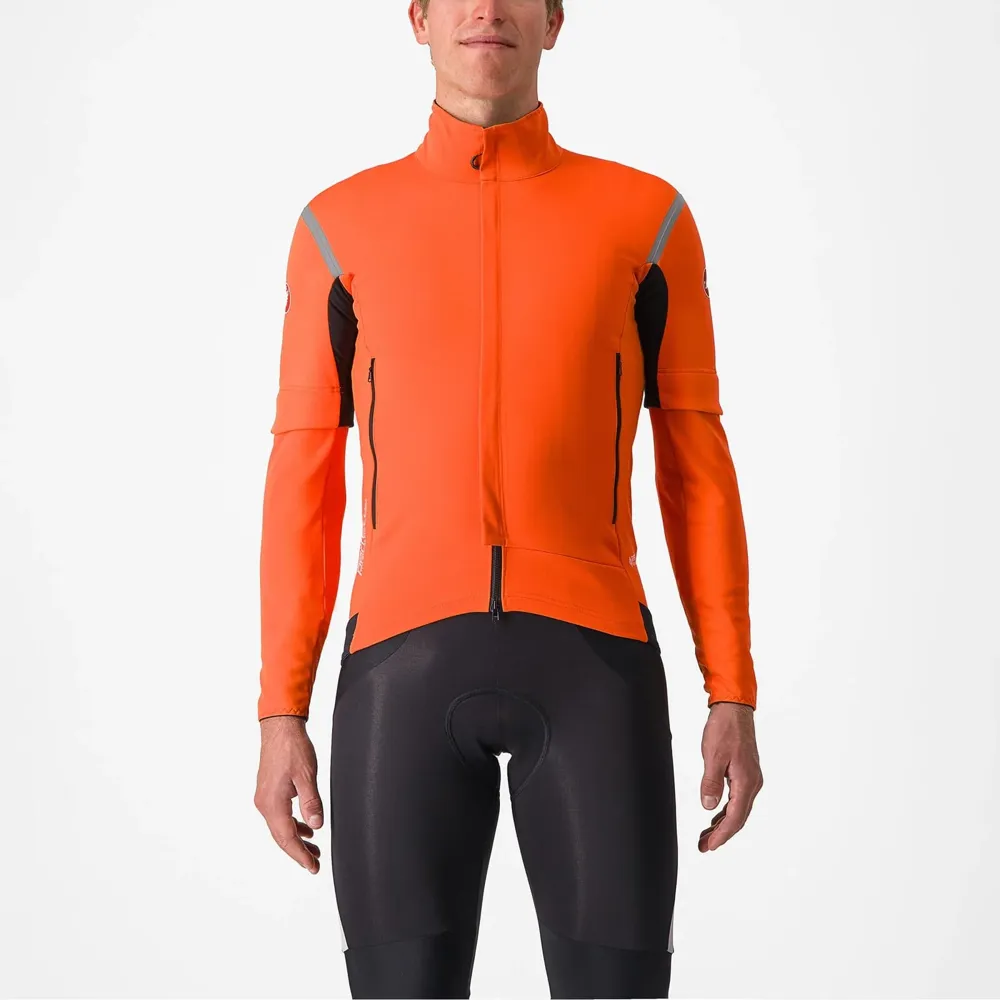 uPRISE Bikes Castelli Perfetto RoS 2 Convertible Men's Jacket - Brilliant Orange/Silver Reflex | Price match, 365 day return s, 18-Month Warranty, Finance Available & Free UK Delivery