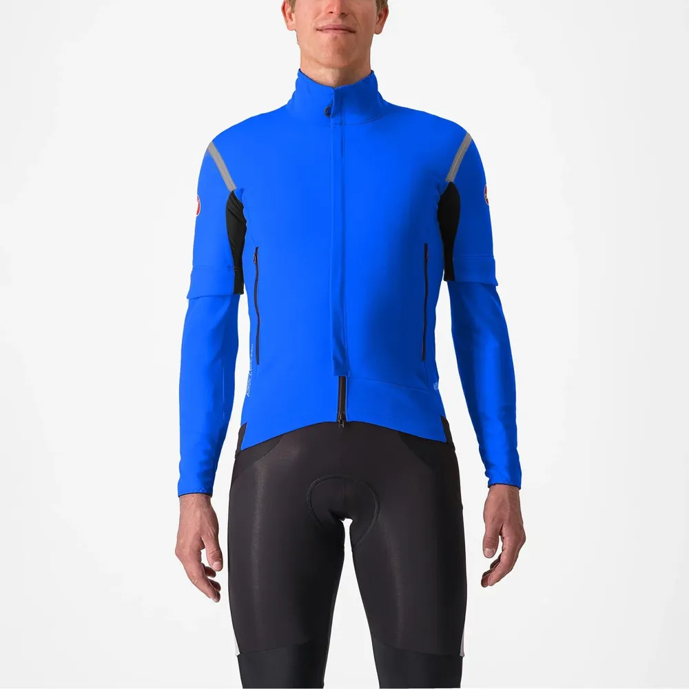 uPRISE Bikes Castelli Perfetto RoS 2 Convertible Men's Jacket - Azzurro Italia/Silver Reflex | Price match, 365 day return s, 18-Month Warranty, Finance Available & Free UK Delivery