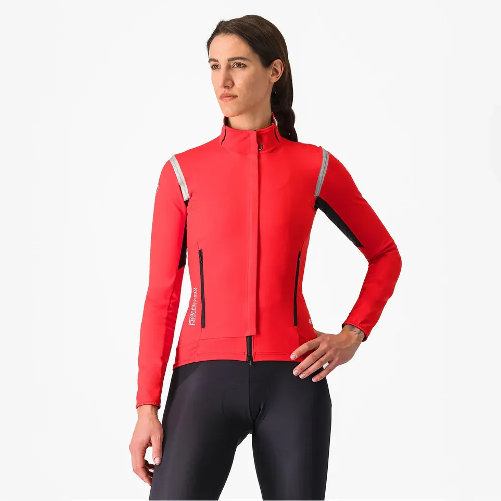uPRISE Bikes Castelli Perfetto RoS 2 Women's Jacket - Hibiscus/Silver Reflex | Price match, 365 day return s, 18-Month Warranty, Finance Available & Free UK Delivery