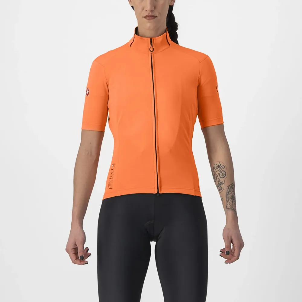 uPRISE Bikes Castelli Perfetto RoS 2 Wind Women's Short Sleeve Jersey - Red Orange | Price match, 365 day return s, 18-Month Warranty, Finance Available & Free UK Delivery