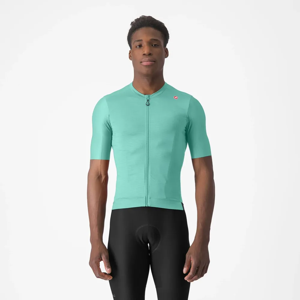 uPRISE Bikes Castelli Espresso Men's Short Sleeve Jersey - Pool Blue/Dark Grey | Price match, 365 day return s, 18-Month Warranty, Finance Available & Free UK Delivery