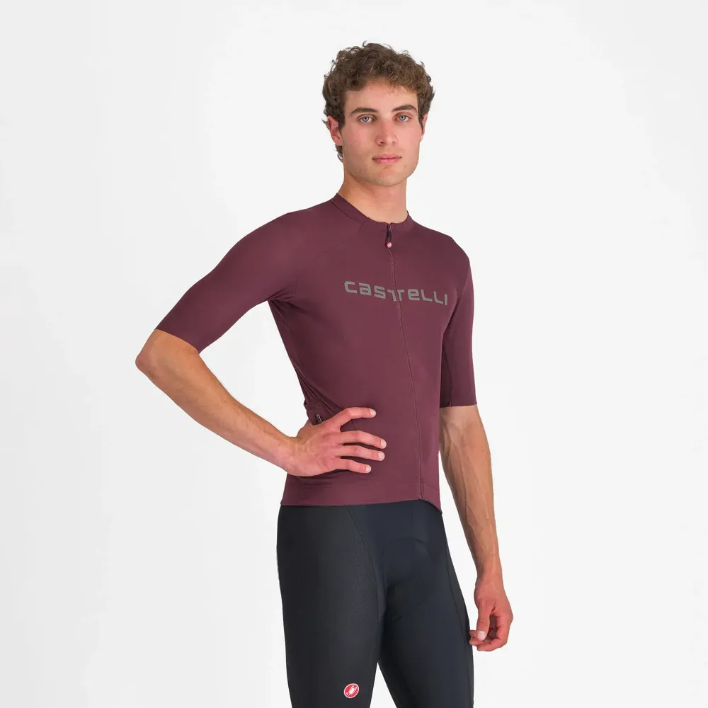 uPRISE Bikes Castelli Prologo Lite Men's Short Sleeve Jersey - Bordeaux/Silver Grey | Price match, 365 day return s, 18-Month Warranty, Finance Available & Free UK Delivery