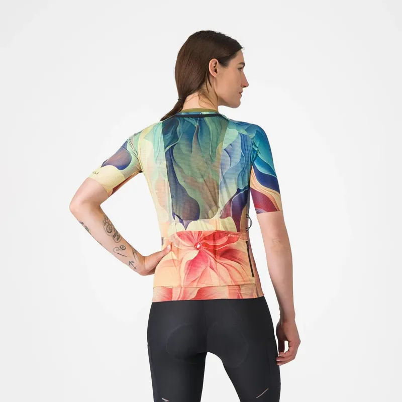 Castelli Unlimited Pro Women's Short Sleeve Jersey - Multicolour Green/Orange-1