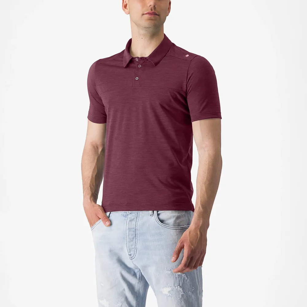 uPRISE Bikes Castelli Merino Men's Polo - Bordeaux | Price match, 365 day return s, 18-Month Warranty, Finance Available & Free UK Delivery