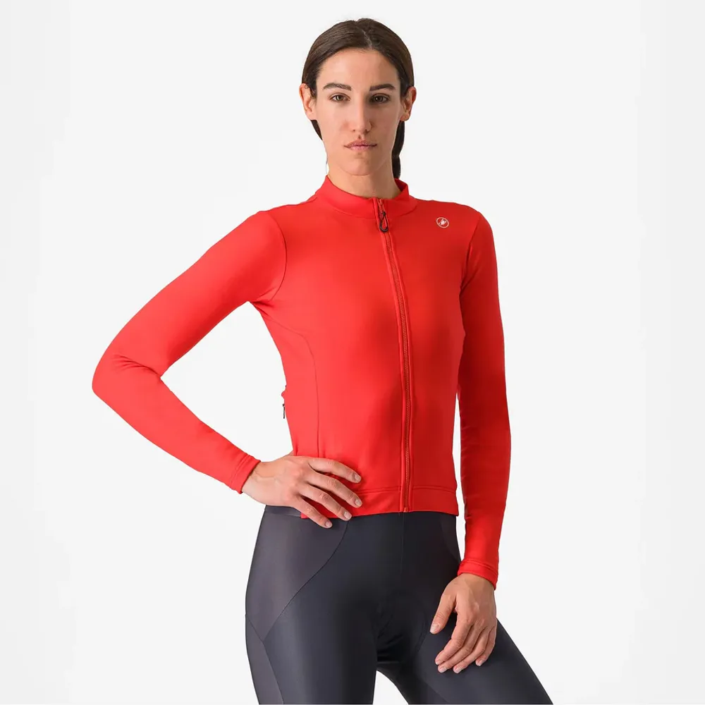 uPRISE Bikes Castelli Espresso Thermal Women's Long Sleeve Jersey - Hibiscus/Dark Grey | Price match, 365 day return s, 18-Month Warranty, Finance Available & Free UK Delivery