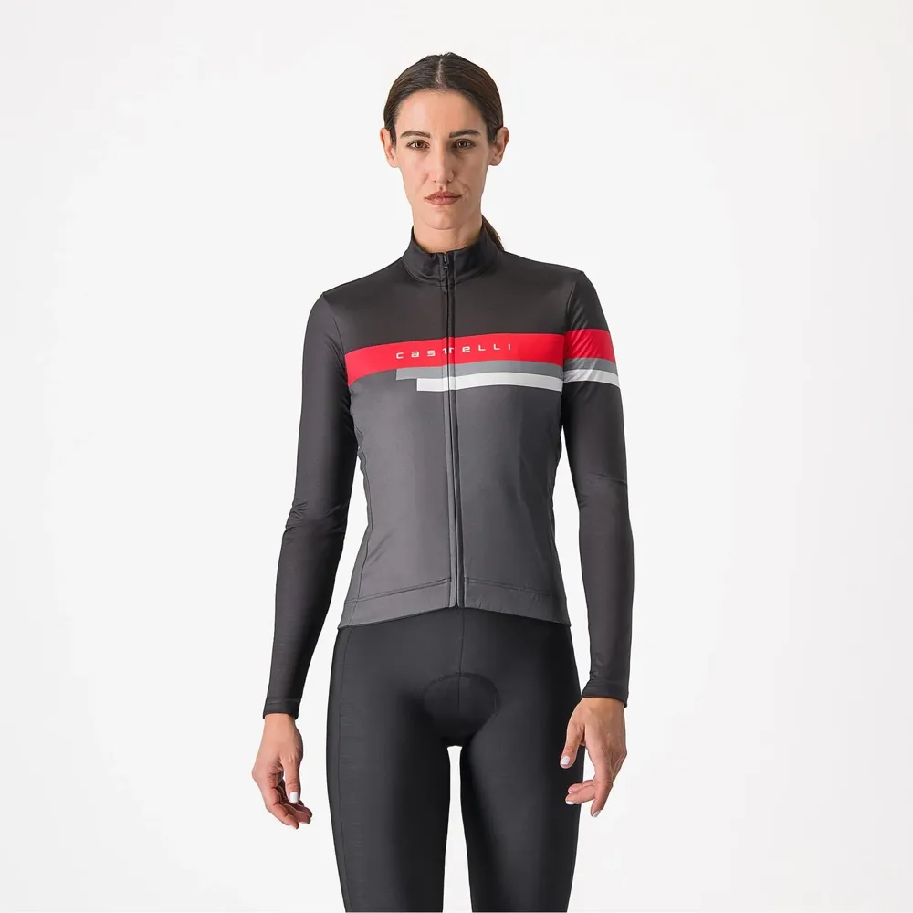 uPRISE Bikes Castelli Tornare Women's Long Sleeve Jersey - Dark Grey/Black/Hibiscus | Price match, 365 day return s, 18-Month Warranty, Finance Available & Free UK Delivery