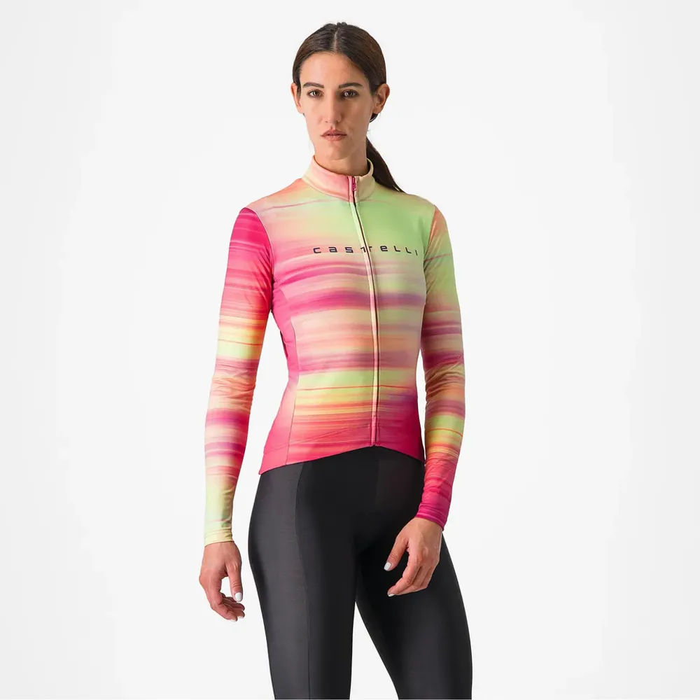 uPRISE Bikes Castelli Phase Women's Long Sleeve Jersey - Multicolour/Pink | Price match, 365 day return s, 18-Month Warranty, Finance Available & Free UK Delivery