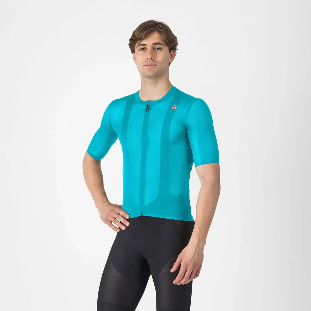 uPRISE Bikes Castelli Superleggera A/C Men's Short Sleeve Jersey - Pool Blue | Price match, 365 day return s, 18-Month Warranty, Finance Available & Free UK Delivery